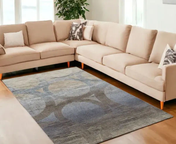 7.8' x 10.6' Abstract Area Rug - Brown And Beige
