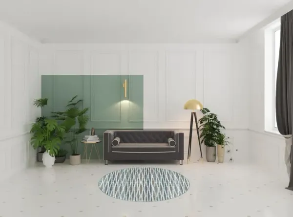 6' Round Ombre Tufted Handmade Polyester Area Rug - Blue