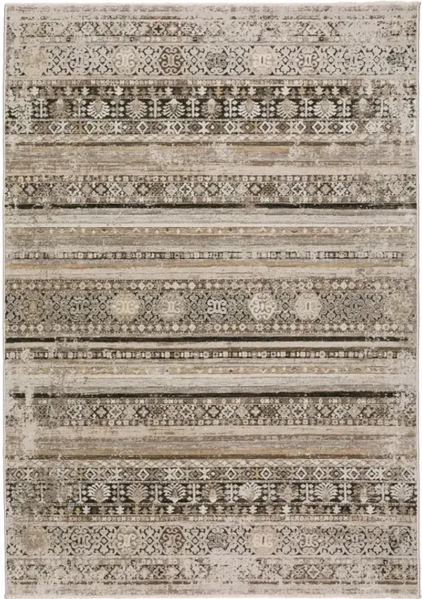 3.3' x 5.3' Oriental Area Rug With Fringe - Brown