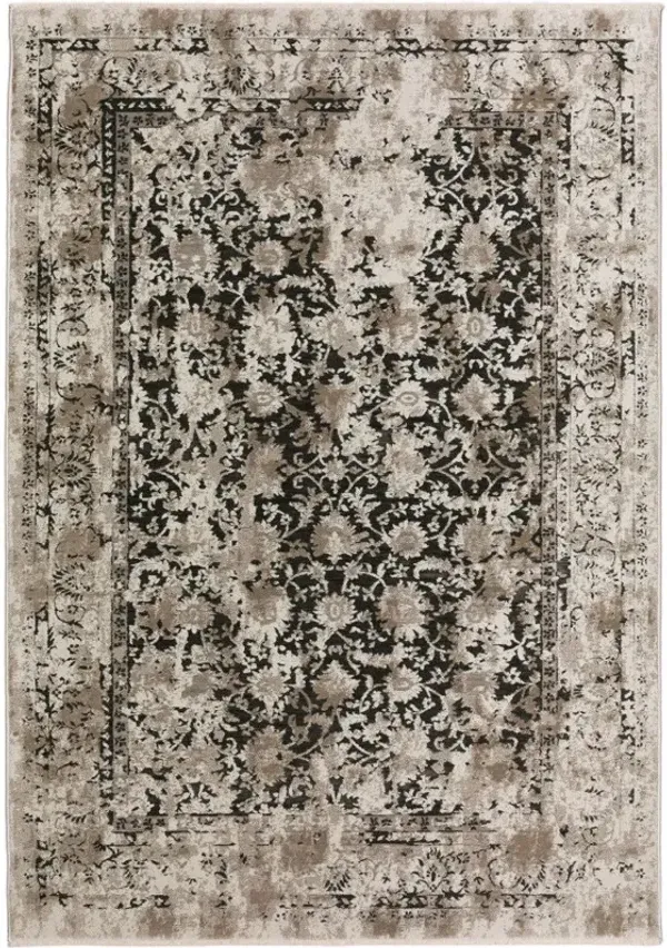 3.3' x 5.3' Oriental Area Rug With Fringe - Black