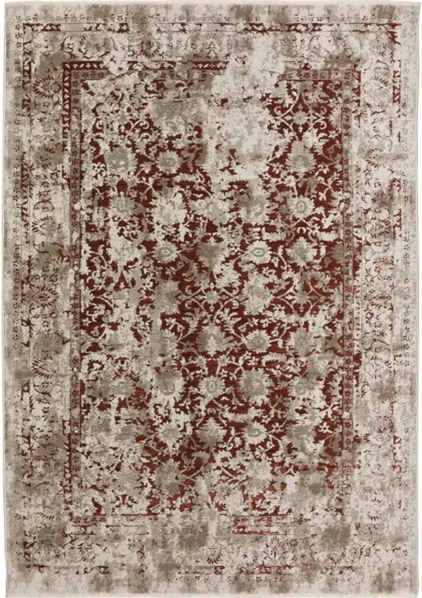 3' x 5' Oriental Area Rug With Fringe - Red