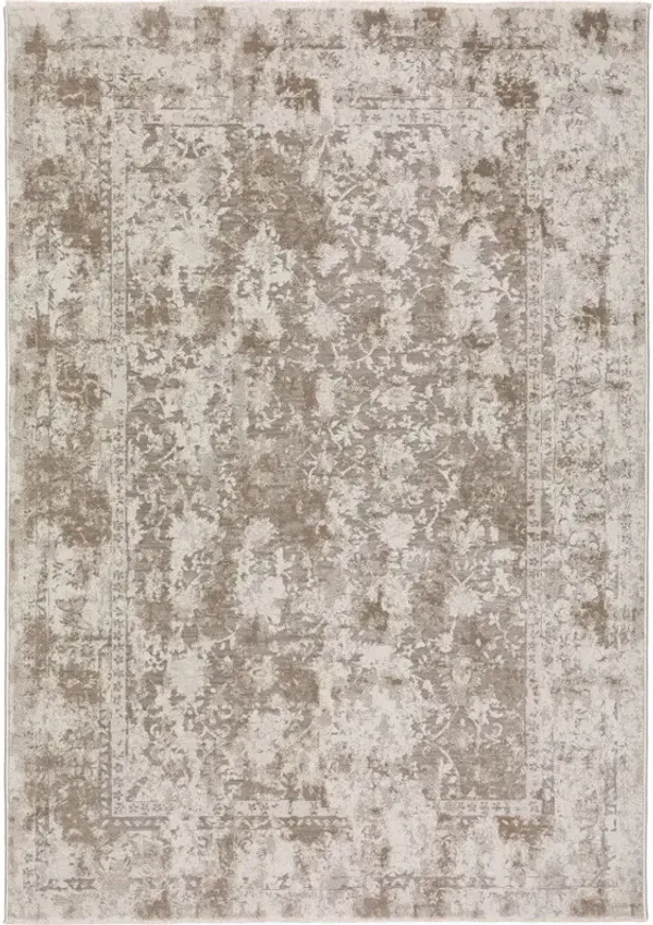 3' x 5' Oriental Area Rug With Fringe - Brown