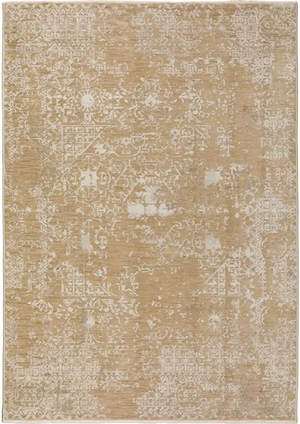 8' x 10' Oriental Area Rug With Fringe - Beige