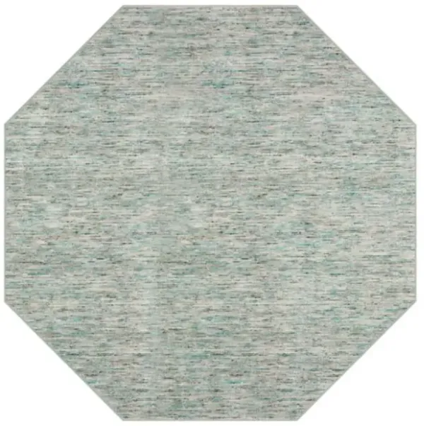 4' Octagon Wool Hand Loomed Area Rug - Green And Ivory