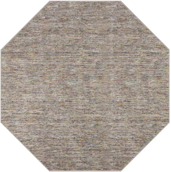 10' Octagon Wool Hand Loomed Area Rug - Gray And Yellow