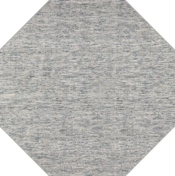 4' Octagon Wool Hand Loomed Area Rug - Blue And Ivory