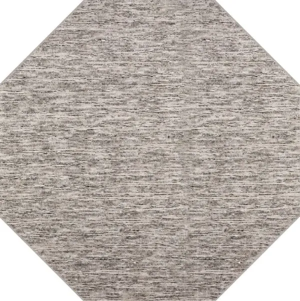 10' Octagon Wool Hand Loomed Area Rug - Beige And Black