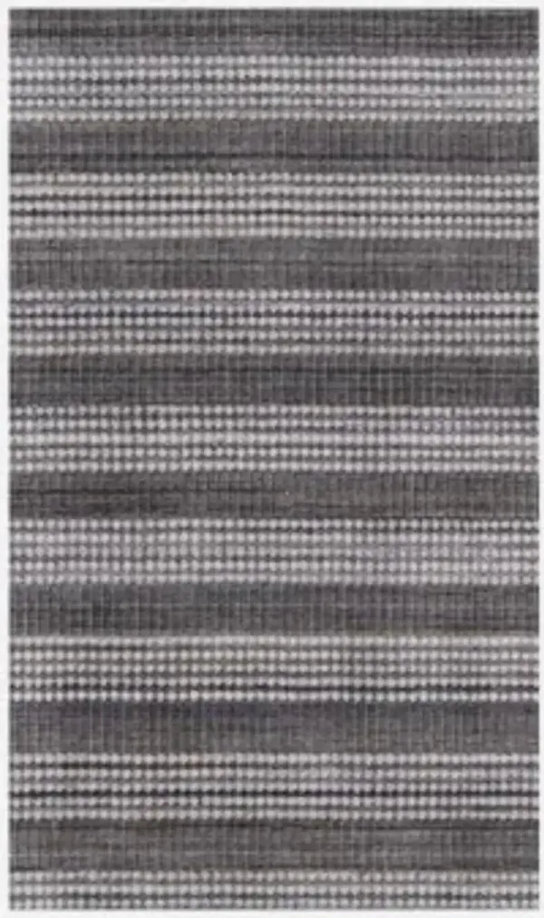 9' x 12' Striped Hand Loomed Area Rug - Dark Gray And White