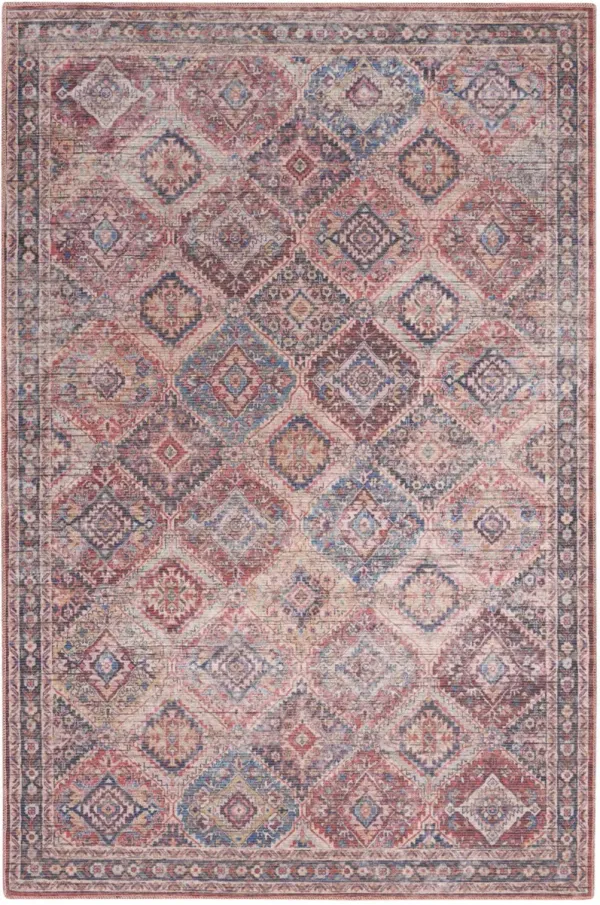 6' x 9' Medallion Distressed Washable Polyester Area Rug - Multicolor