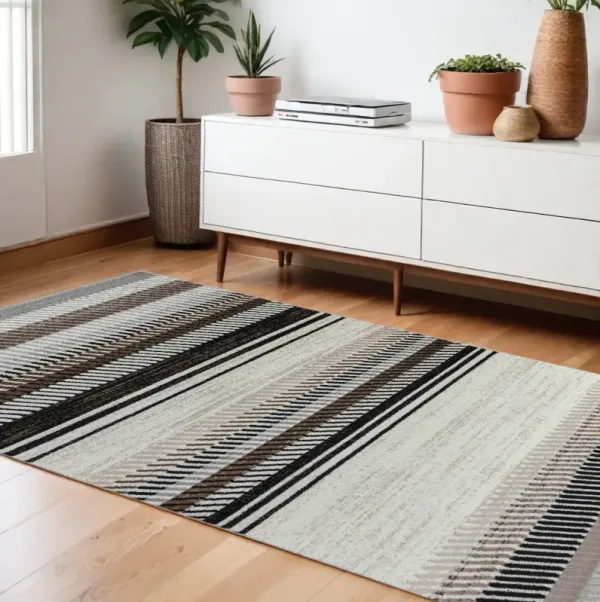 7' x 10' Striped Area Rug - Beige