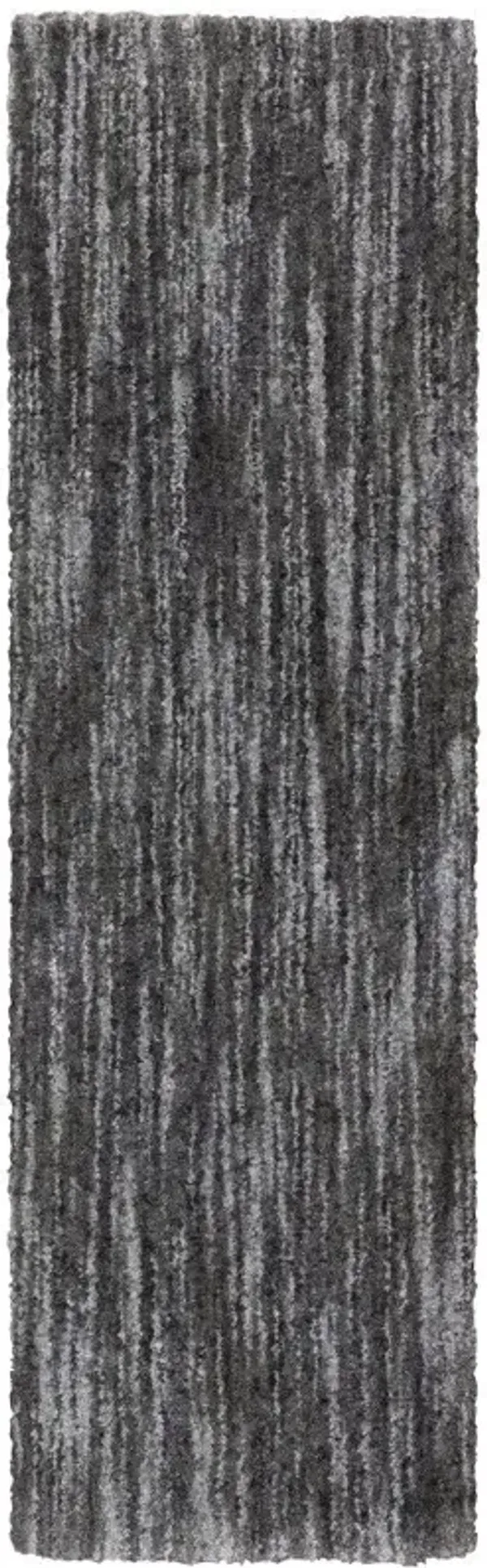 2' x 8' Shag Power Loom Stain Resistant Runner Rug - Charcoal