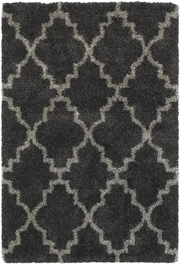 4' x 6' Geometric Shag Power Loom Stain Resistant Area Rug - Charcoal And Gray