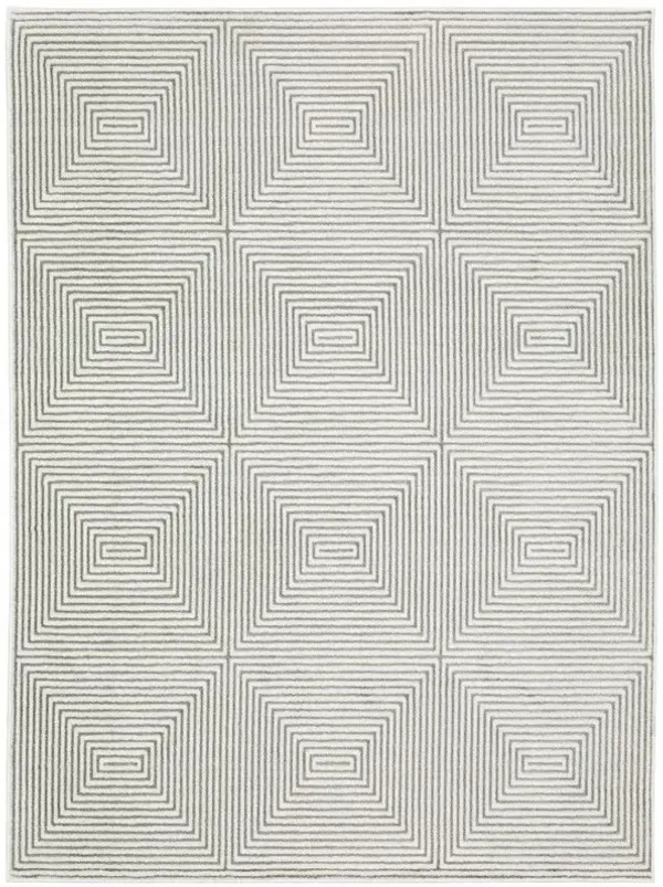 10' x 13' Geometric Power Loom Stain Resistant Area Rug - Gray And White