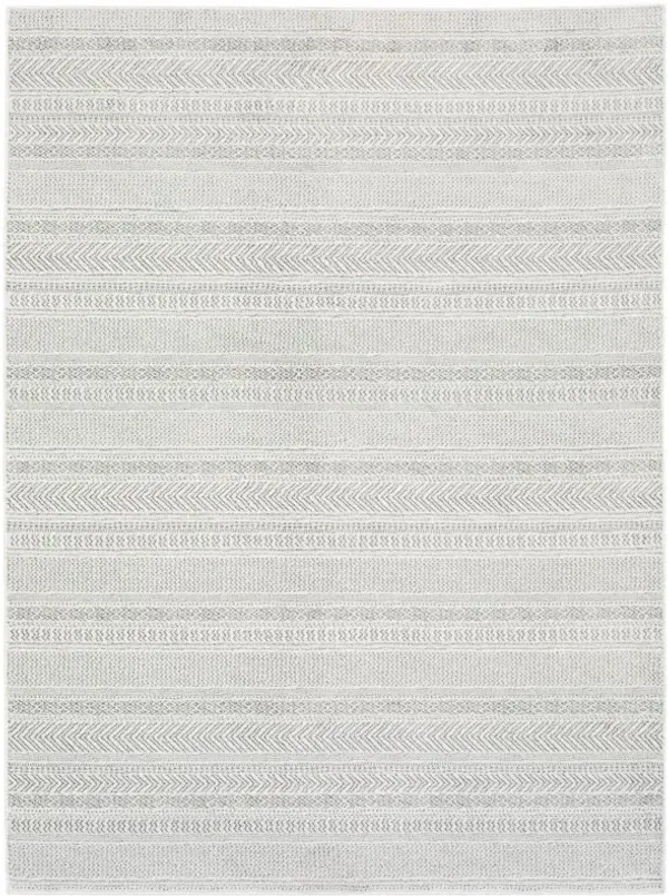 7.9' x 11.2' Geometric Power Loom Stain Resistant Area Rug - White And Grey