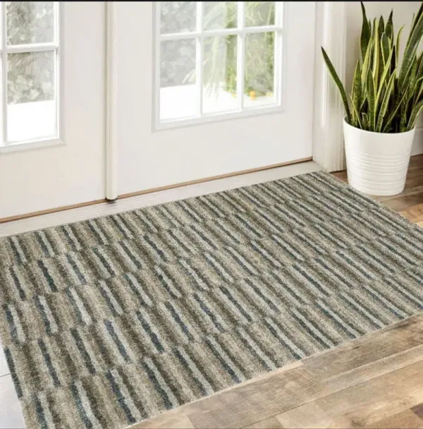 3.3' x 5' Geometric Power Loom Area Rug - Teal Blue