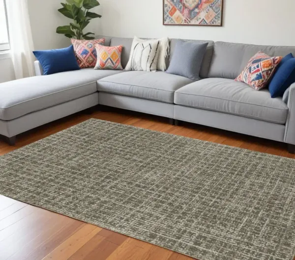 6.6' x 9.5' Geometric Power Loom Polyester Area Rug - Gray