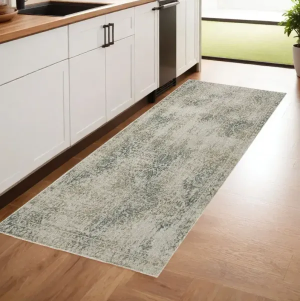 8' Runner Oriental Power Loom Runner Rug - Gray