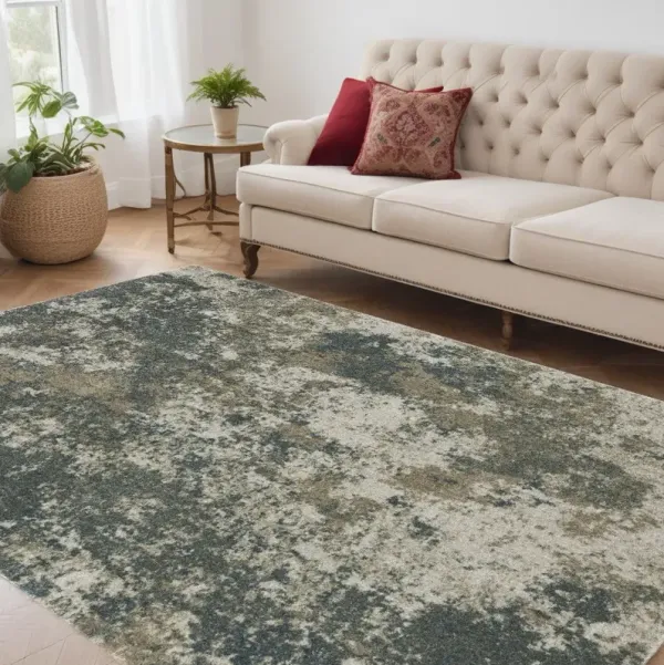 5.3' x 7.6' Abstract Power Loom Area Rug - Tan And Gray