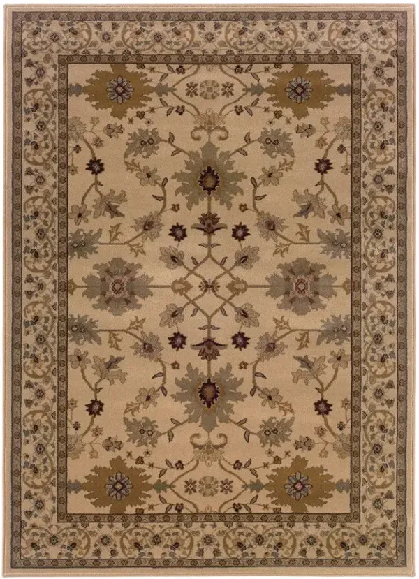 10' x 13' Oriental Power Loom Stain Resistant Area Rug - Ivory