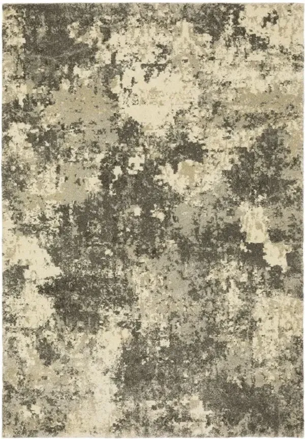 10' x 13' Abstract Power Loom Stain Resistant Area Rug - Charcoal Gray Beige And Tan