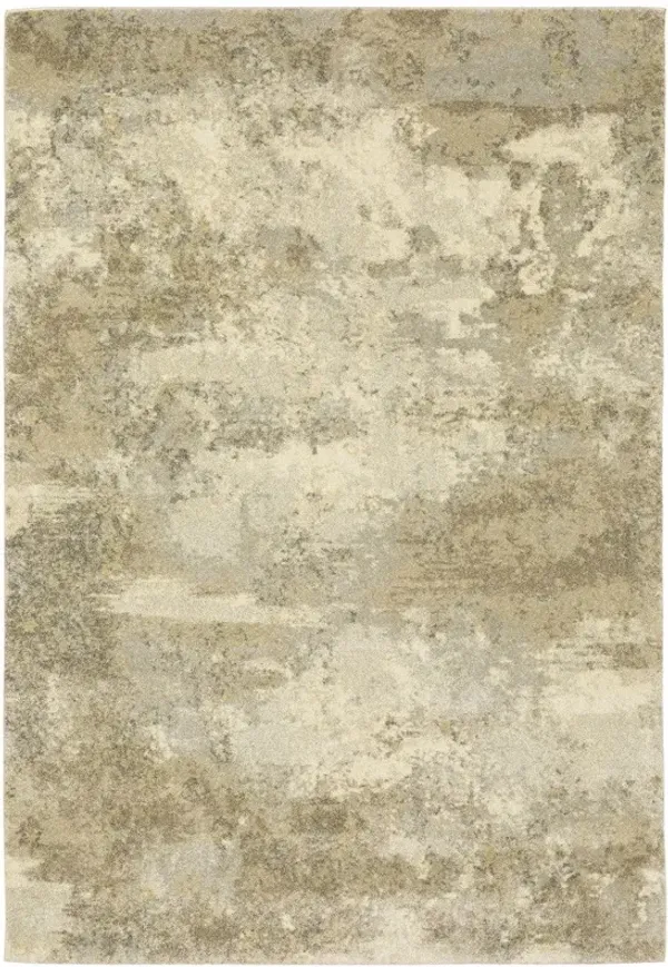 7' x 10' Abstract Power Loom Area Rug - Beige And Gold