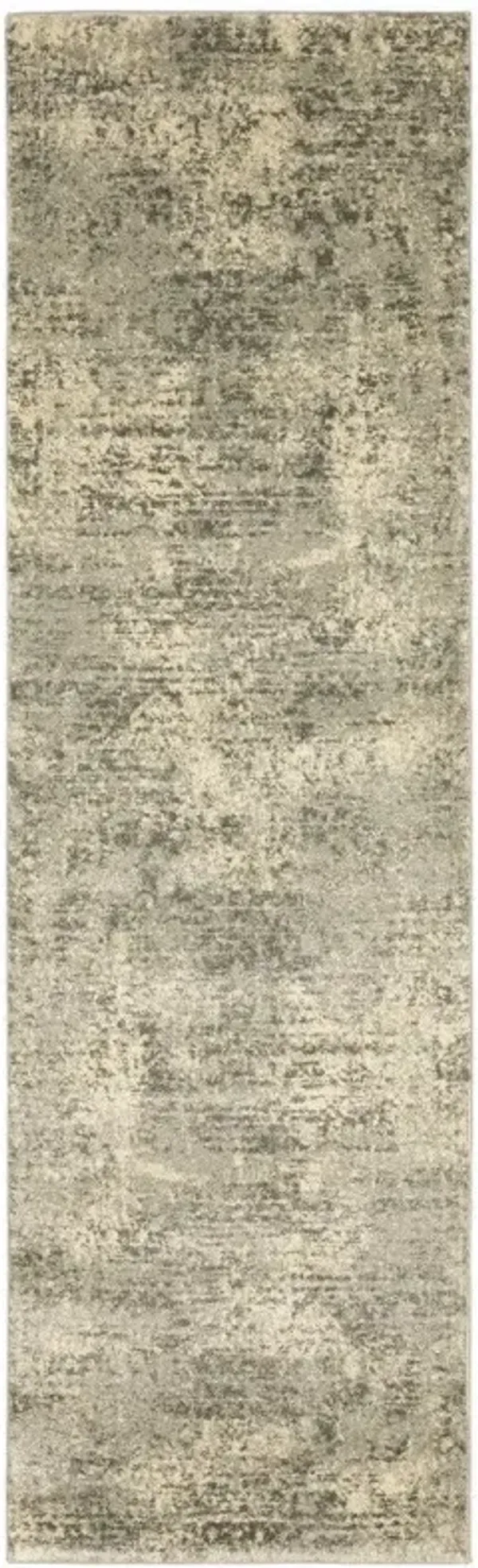 2' x 8' Oriental Power Loom Stain Resistant Runner Rug - Gray Ivory Beige And Taupe
