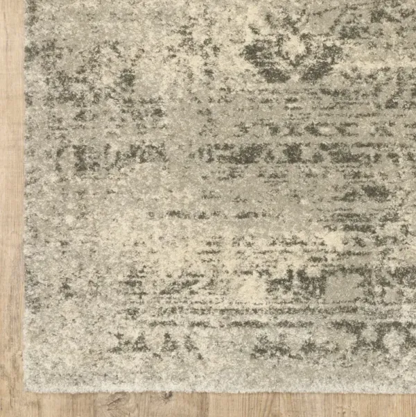 6' x 9' Oriental Power Loom Stain Resistant Area Rug - Gray Ivory Beige And Taupe