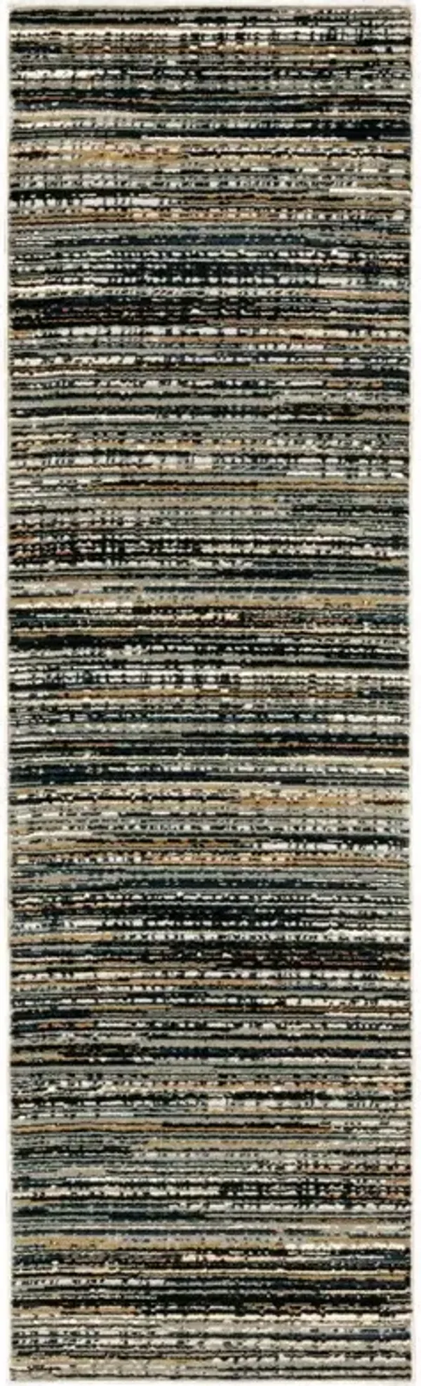 2' x 8' Abstract Power Loom Stain Resistant Runner Rug - Black Navy Gold Ivory And Blush