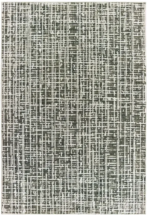 4' x 6' Abstract Power Loom Stain Resistant Area Rug - Ivory And Gray