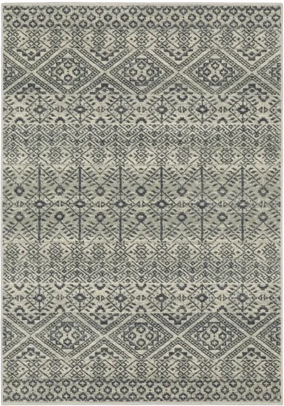 6' x 9' Geometric Power Loom Stain Resistant Area Rug - Blue And Beige