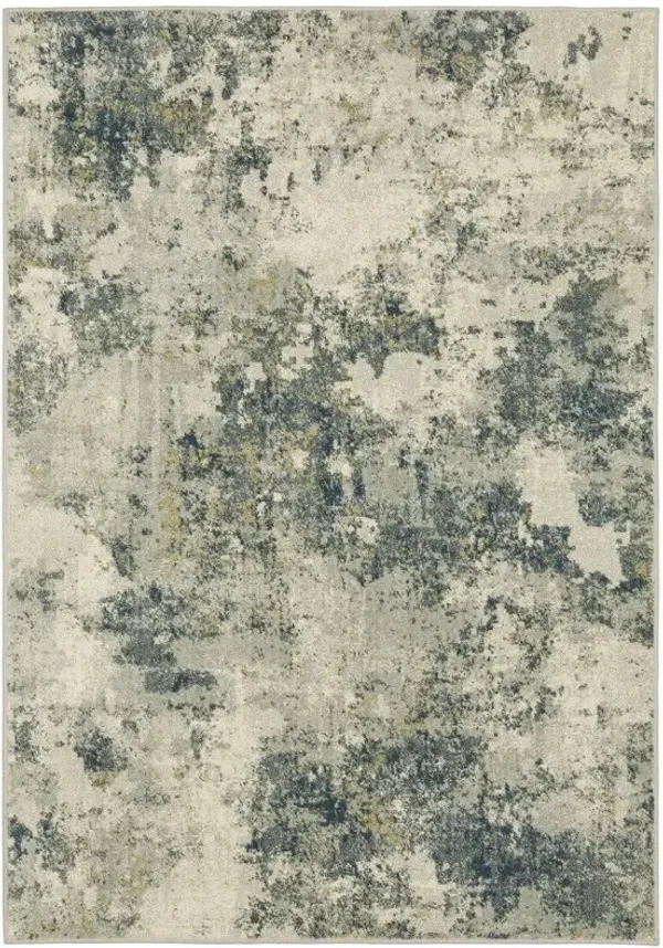 8' x 10' Abstract Power Loom Stain Resistant Area Rug - Beige Teal Gray And Gold