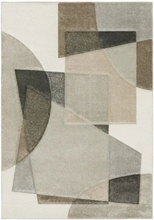 6' x 9' Geometric Power Loom Stain Resistant Area Rug - Beige