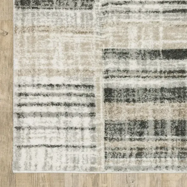 3' x 5' Geometric Power Loom Stain Resistant Area Rug - Gray Charcoal Ivory Tan Brown And Beige