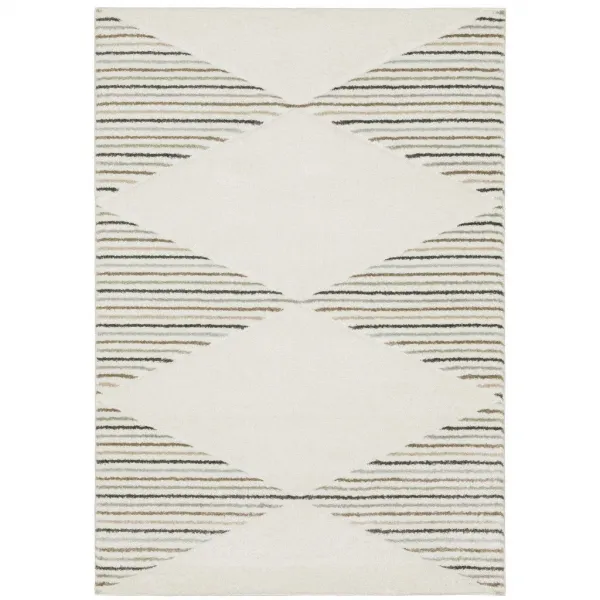 10' x 13' Geometric Power Loom Stain Resistant Area Rug - Beige Gray Sage Green Pale Blue Brown And Charcoal