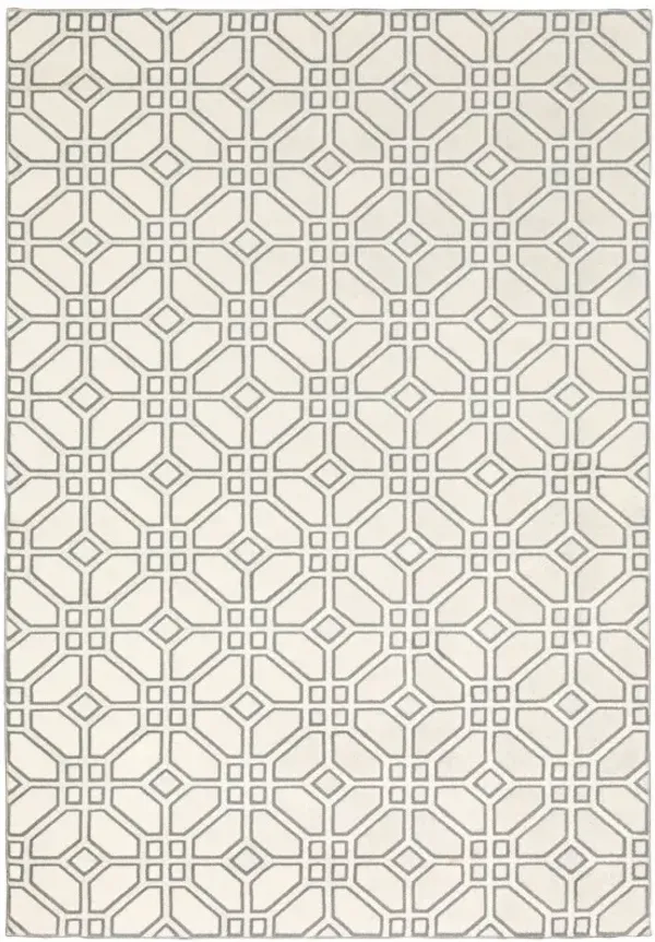 5' x 8' Geometric Power Loom Stain Resistant Area Rug - Ivory And Gray