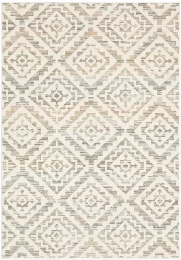 4' x 6' Geometric Power Loom Stain Resistant Area Rug - Gray Pink And Sage