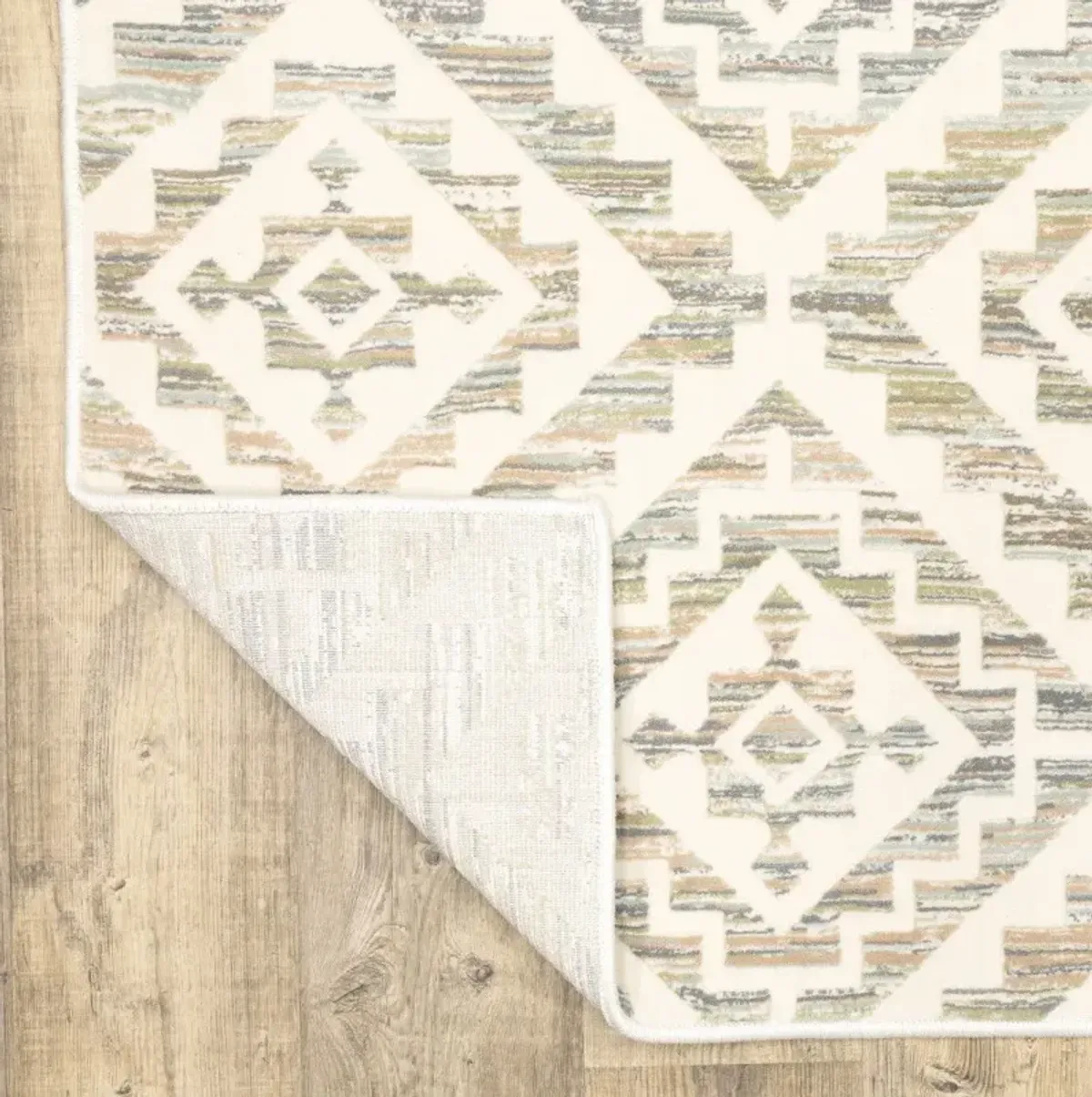 10' x 13' Geometric Power Loom Stain Resistant Area Rug - Gray Pink And Sage