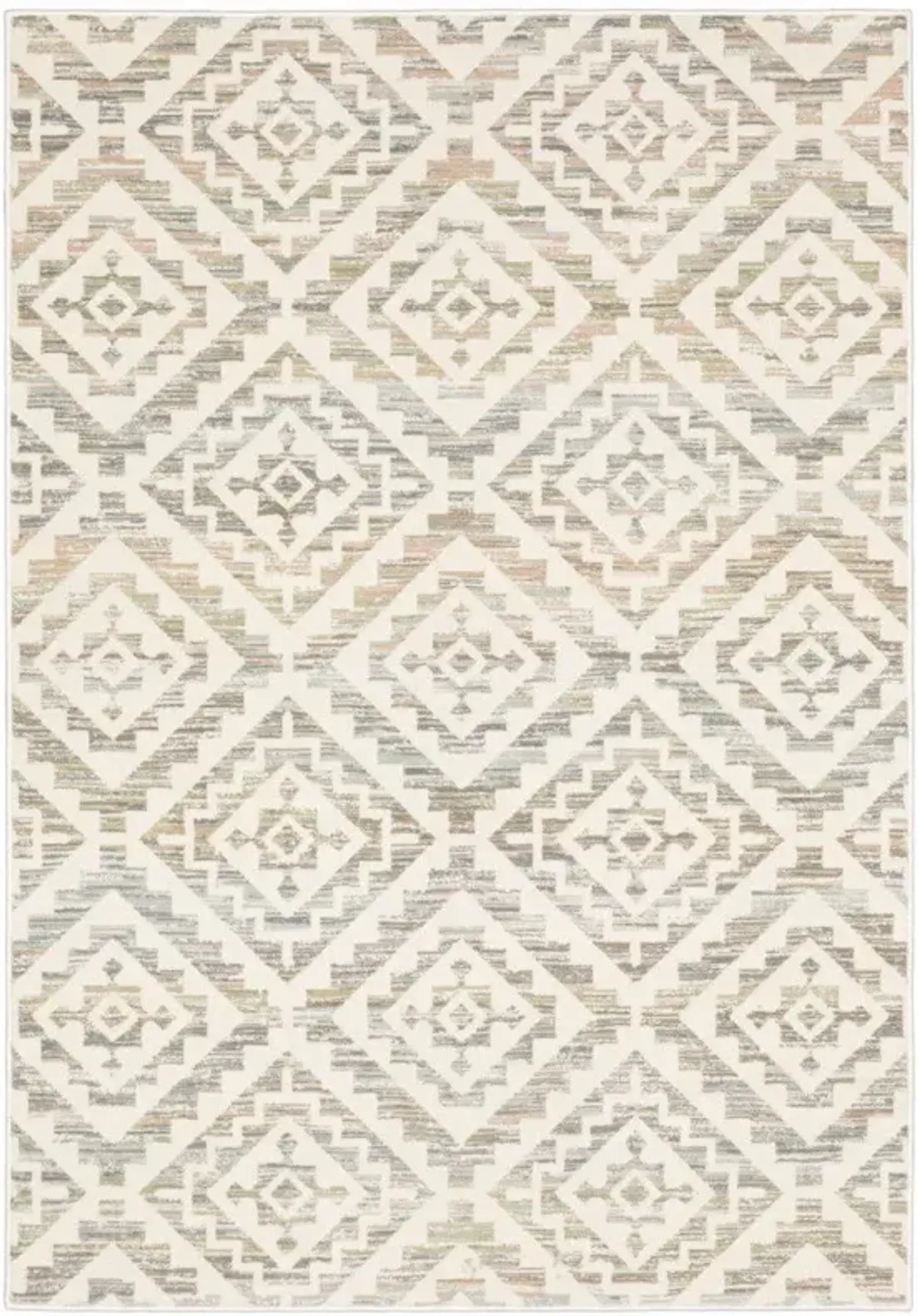 10' x 13' Geometric Power Loom Stain Resistant Area Rug - Gray Pink And Sage