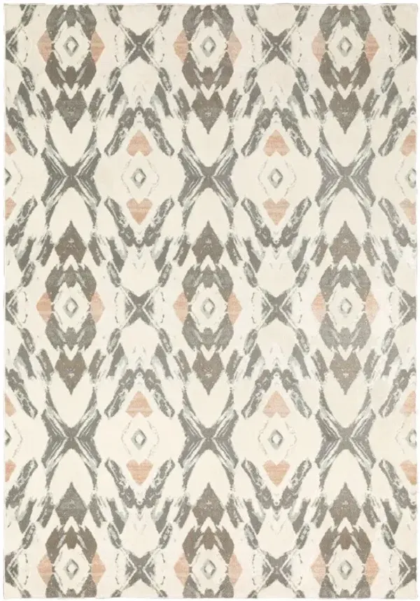 10' x 13' Geometric Power Loom Stain Resistant Area Rug - Ivory Pink And Sage