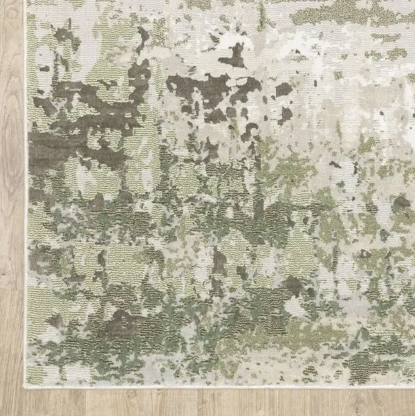 6' x 9' Abstract Power Loom Stain Resistant Area Rug - Beige Gray Brown And Sage Green