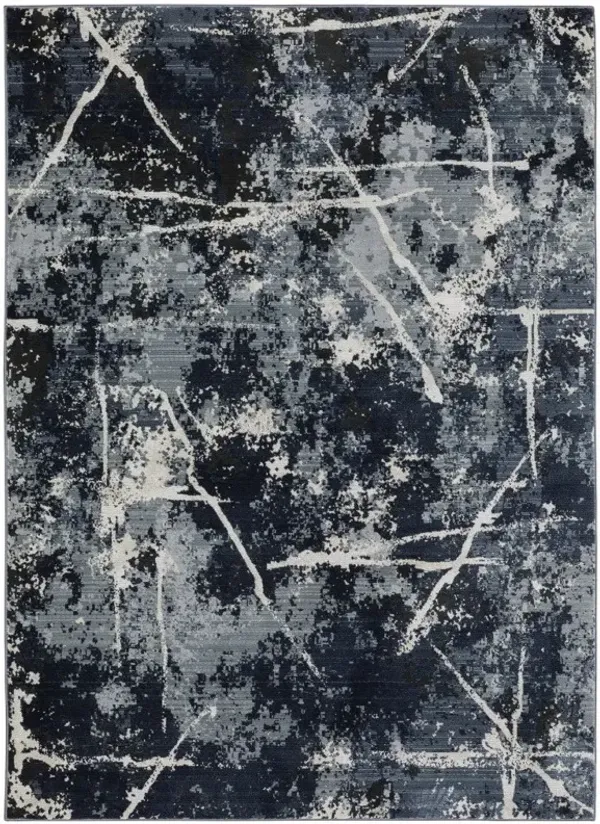 10' x 13' Abstract Power Loom Stain Resistant Area Rug - Blue Gray And Beige