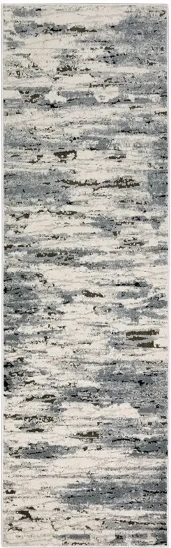 2' x 8' Abstract Power Loom Stain Resistant Runner Rug - Blue Gray Beige And Brown