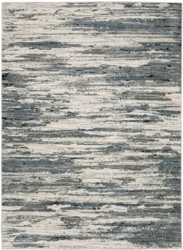 5' x 8' Abstract Power Loom Stain Resistant Area Rug - Blue Gray Beige And Brown