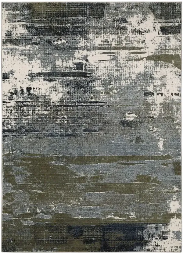 5' x 8' Abstract Power Loom Area Rug - Blue And Green