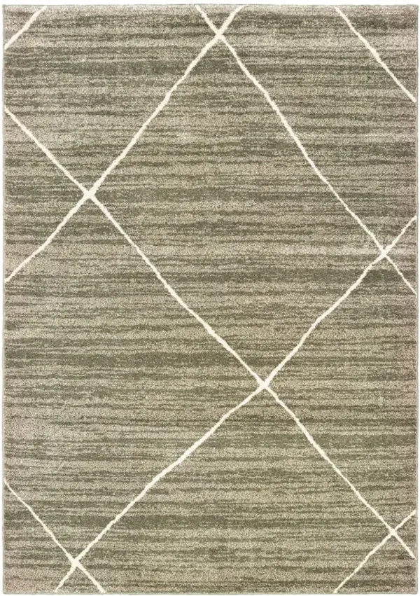 6.6' x 9.2' Geometric Power Loom Stain Resistant Area Rug - Grey And Ivory