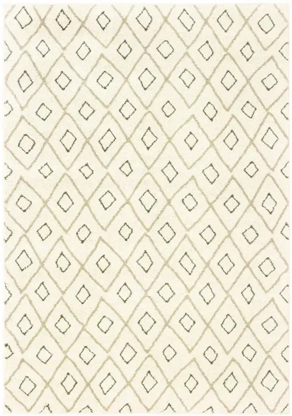 4' x 6' Geometric Power Loom Stain Resistant Area Rug - Sand Ash Gray And Ivory