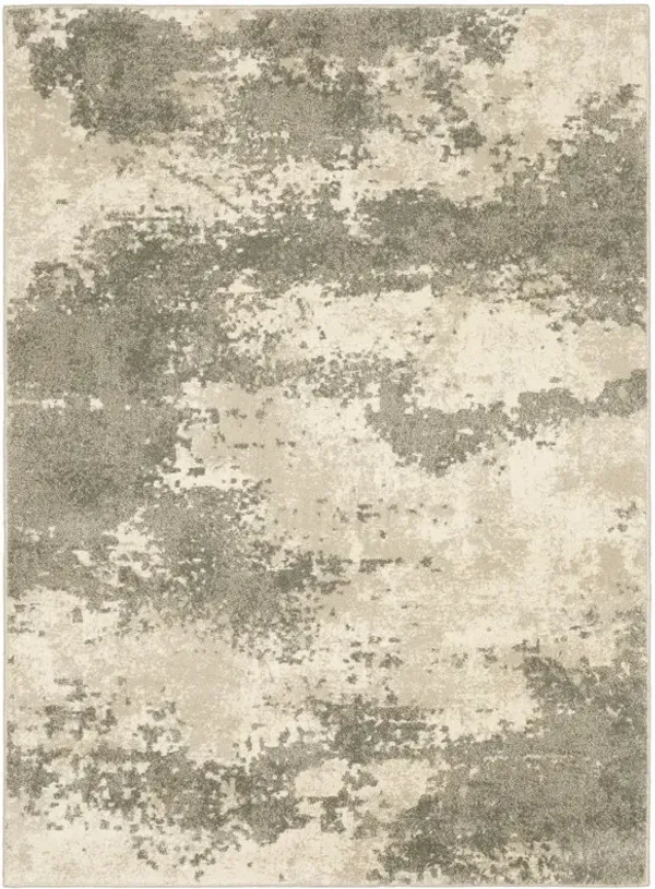 9.8' x 12.8' Abstract Power Loom Stain Resistant Area Rug - Beige And Grey