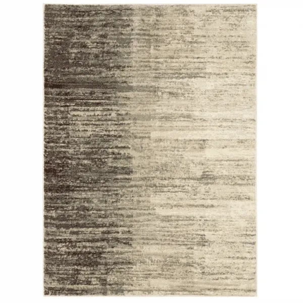 7.9' x 10' Abstract Power Loom Stain Resistant Area Rug - Beige And Grey