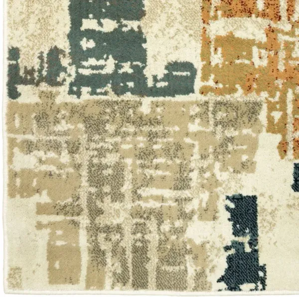 10' x 13' Abstract Power Loom Stain Resistant Area Rug - Beige Terracotta Green Navy And Gray
