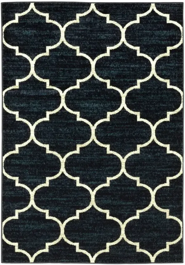 10' x 13' Geometric Power Loom Stain Resistant Area Rug - Navy And Ivory